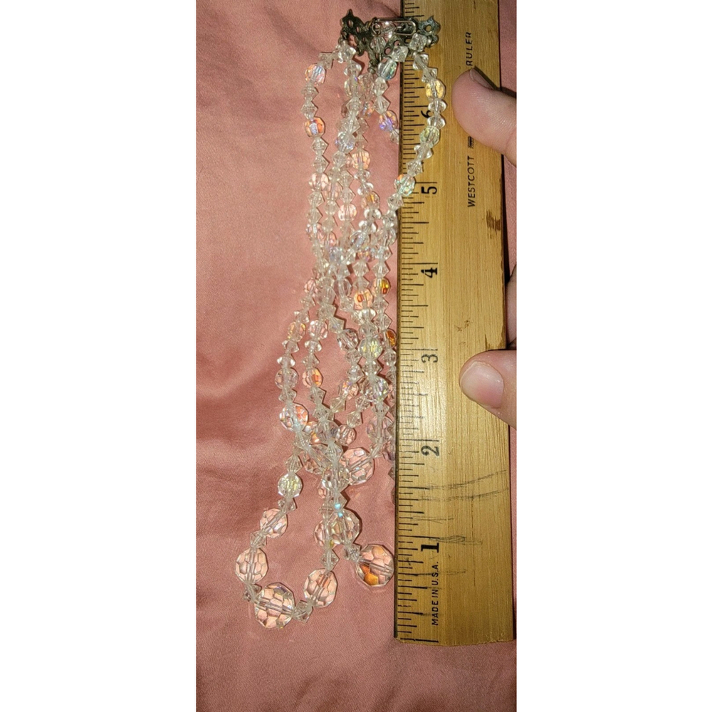 Vintage Aurora Borealis AB Faceted Crystal Glass Necklace Multi-strand Stunning - Picture 5 of 7